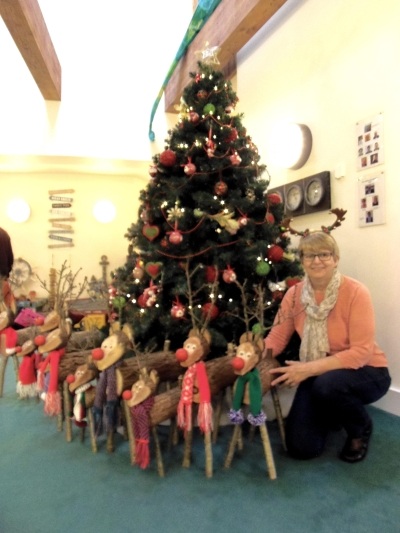 Sheila with Reindeer her family make to raise funds for CHSW